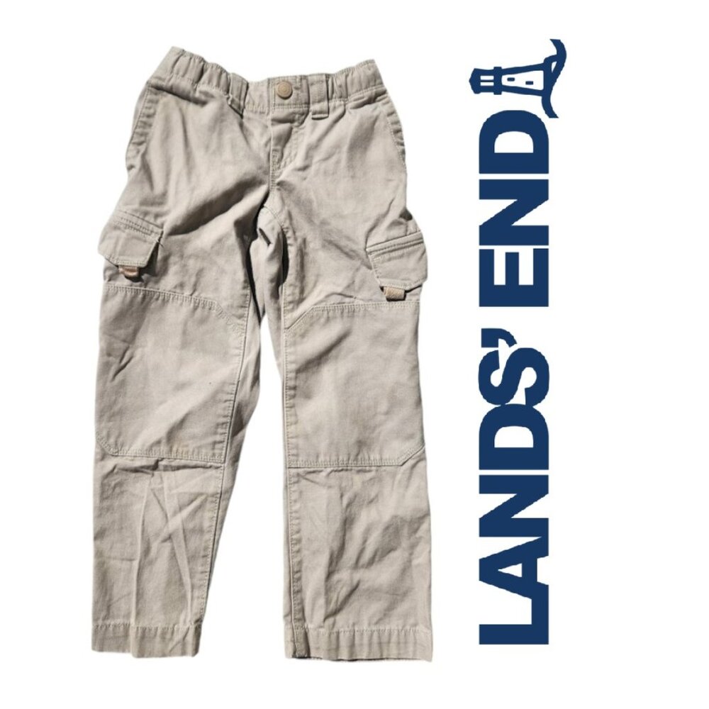 NEW Iron Knee by Lands' End Boys Cargo Pants Khaki Size 5 S New without tags